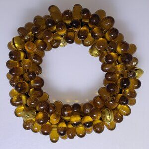 Glass amber colored bead bracelet, elastic, fits all, NWOT